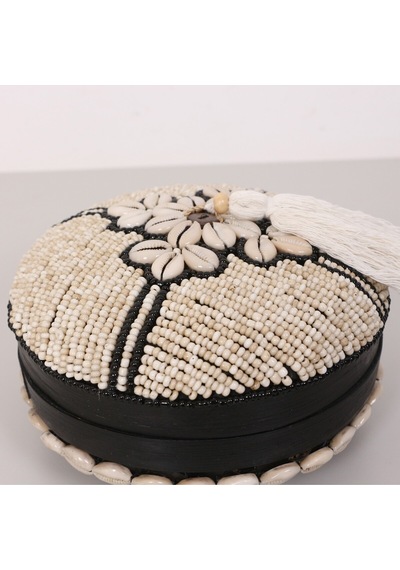 Bali Boncuklu Bambu Saklama Kutusu L 20x12 Cm
