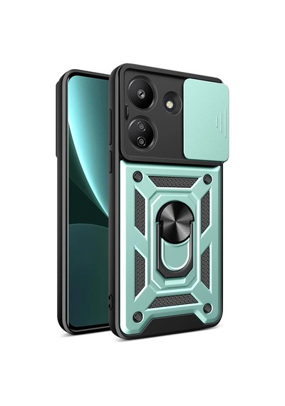 Xiaomi Redmi 13c Uyumlu Kılıf Pars Lens Yüzüklü Silikon - Yeşil