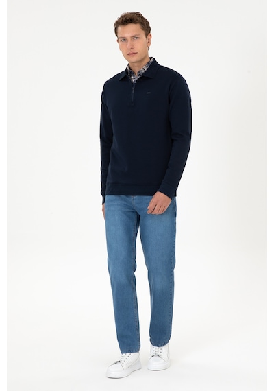 U.S. Polo Assn. Erkek Comfort Fit Yarım Fermuarlı Lacivert Sweatshirt 50316484-VR033