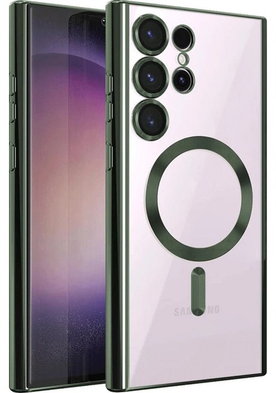 Newface Samsung Galaxy Uyumlu S24 Ultra Kılıf Kross Magneticsafe Kapak - Semeglbl - 15 Koyu Yeşil