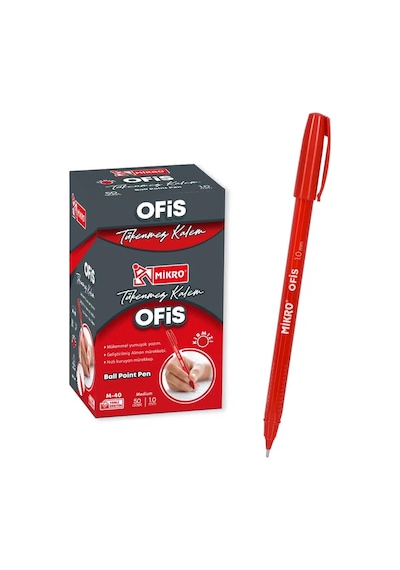 Mikro M-40 Tükenmez Kalem 1.0 mm Kırmızı 50 Adet