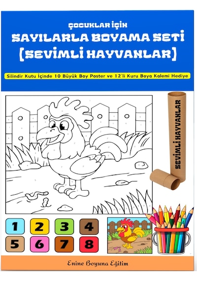 Çocuklar İçin Sayılarla Boyama Seti Sevimli Hayvanlar