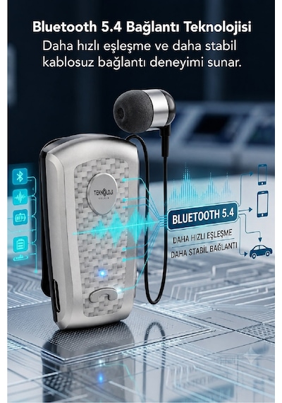 Lkb-38 Bluetooth Kulaklık V5.4, Geri Çekilebilir Makaralı, 1440 Saat Bekleme, Hd Ses, Gürültü Engelleme