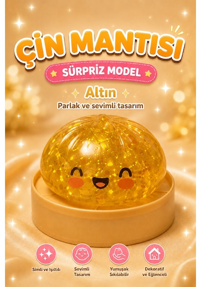 Orijinal Simli Çin Mantısı Squishy Oyuncak Sağlığa Uygun Yıkanabilir Yumuşak Oyuncak Sürpriz Renk Çok Renkli