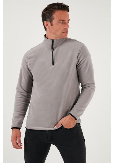 Buratti Slim Fit Yarım Fermuarlı Dik Yaka Erkek Polar 5906003 Gri