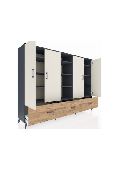 Hyperion Dolap 12 Raflı 3 Çekmeceli 4 Kapaklı 220x44x163 Antrasit Antrasit-aytaşı/çam Hyperion Dolap 12 Raflı 3 Çekmeceli 4 Kapaklı 220x44x163 Antrasit Antrasit-aytaşı/çam