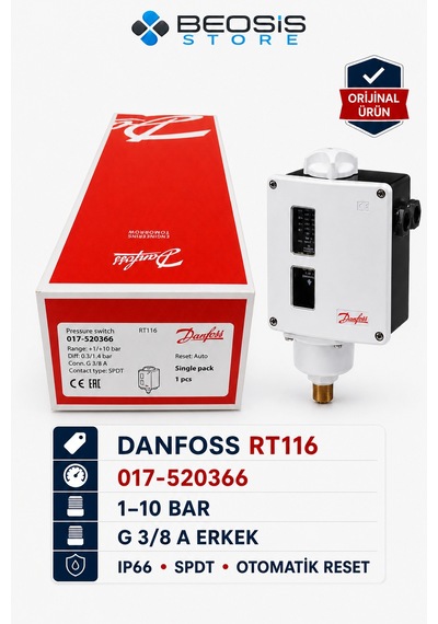 Danfoss 017-520366 Rt116 1/10 Bar Presostat