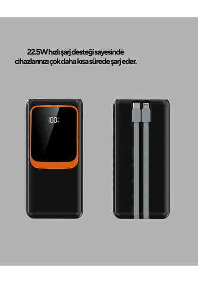 Powerbank 20000 Mah Yüksek Kapasiteli Ve 22.5w Hızlı Şarj Destekli Siyah 09429480
