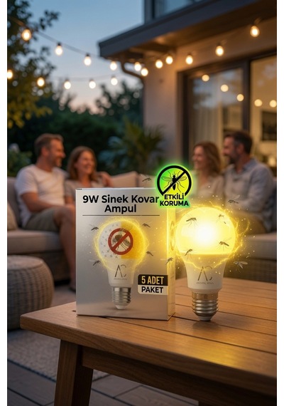 9w Sinek Kovar Led Ampul 5'li Paket Çift Modlu Beyaz Işık & Sarı Sinek Kovucu Işık E27 Duy