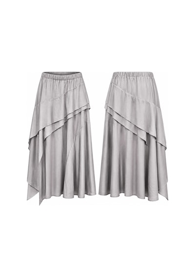 Lale Butik Levidor İçi Astarlı Fırfır Detay Katlı Etek 420183 Gri