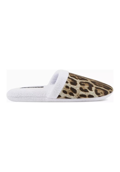 Dolce & Gabbana Casa Unisex Leopar Desenli Terlik, Pamuklu, Yumuşak & Rahat Kahverengi