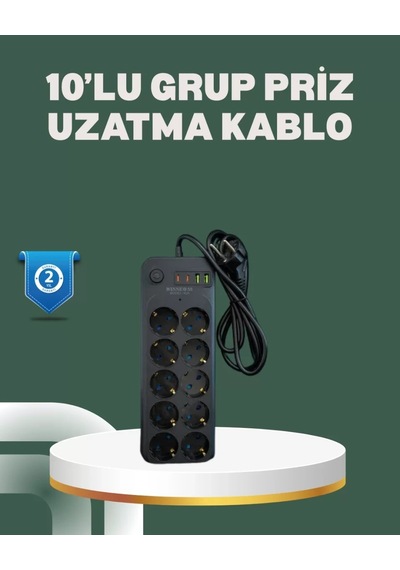 Home Termal Koruma Sistemli Usb Type-c 10 Lu Grup Priz 2m 2500w Güç Kapasiteli Diğer