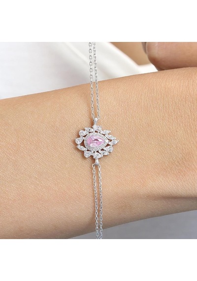 Effective Diamond İstanbul İhtişamı Pink Taşlı Gümüş Bileklik