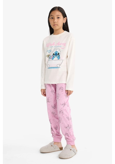 Defacto Kız Çocuk Disney Lilo & Stitch Pijama Takımı Uzun Kollu Üst Uzun Alt F7356a825auer105 Ekru Defacto Kız Çocuk Disney Lilo & Stitch Pijama Takımı Uzun Kollu Üst Uzun Alt F7356a825auer105 Ekru