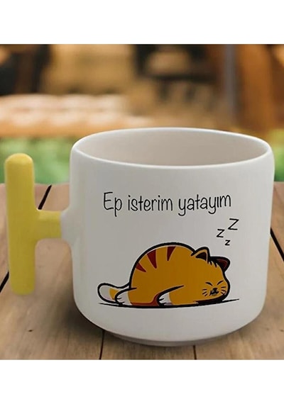 Sarıt Kulp Ep Isterim Yatayım Latte Fincan Modelleri Beyaz