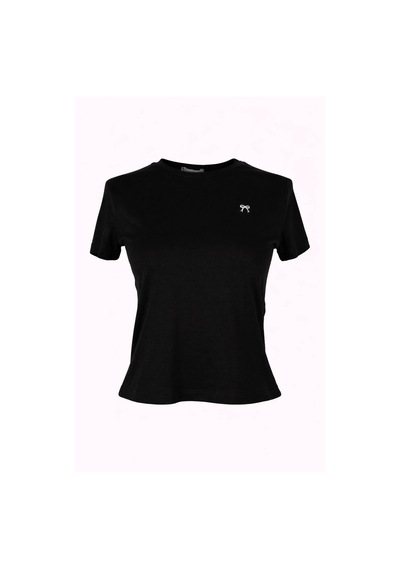 Trender Kurdele Baskı Siyah Kadın T-shirt 6719