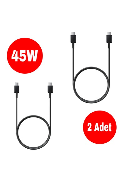 2 Adet Samsung Uyumlu 45w Typec Çıkışlı Süper Fast Adaptör Şarj Başlık, Kablo Dahil