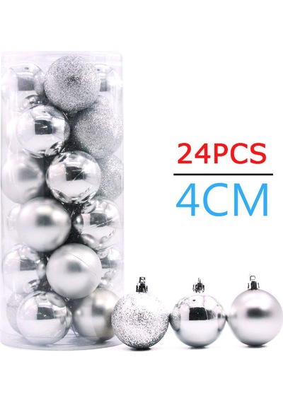 Gümüş Yılbaşı Topu 24'lü  4 cm