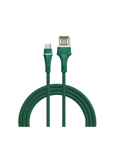 Recci RTC-N19C Genbu Serisi USB-A to Type-C 3A Hızlı Şarj Özellikli Şarj ve Data Kablosu 1M Yeşil