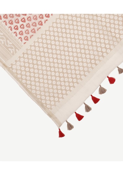 Yargıcı Püskül Detaylı Geometrik Desenli Şal 26yksl1112x 017 Bej