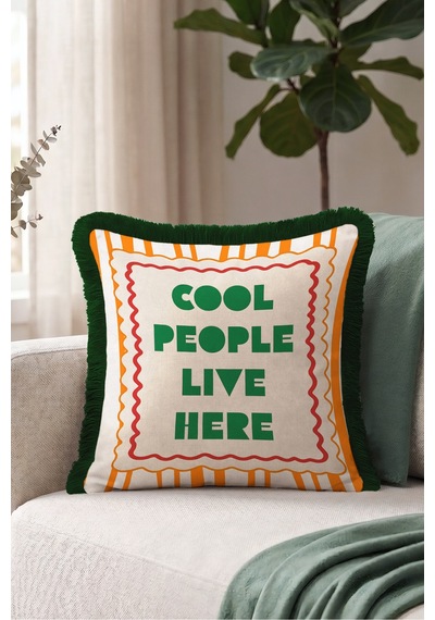 Cool People Live Here Retro Saçaklı Yastık Kılıfı-turuncu Bohem Yeşil Siyah Püsküllü Kırlent Kılıfı Kayıp Sahil Ritüel Cool People Live Here Retro Saçaklı Yastık Kılıfı-turuncu Bohem Yeşil Siyah Püsküllü Kırlent Kılıfı Kayıp Sahil Ritüel