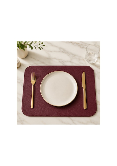 2 Adet Bordo Amerikan Servis Tabak Altılığı Sunumu 42x30 Bordo