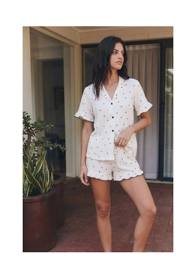 Fit Women Kadın Esnek Şortlu Bol Beyaz Pijama Takımı