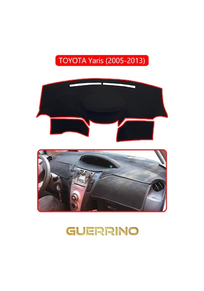 Toyota Yaris 2005-2013 Torpido Koruma Halısı Kırmızı Kenar