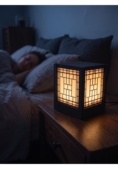 Serie Lumina Shoji Masa Ve Gece Lambası - Full Klasik Zen Kafes 4 Duvar Japon Feneri Sıcak Led Ambiyans Işığı Siyah