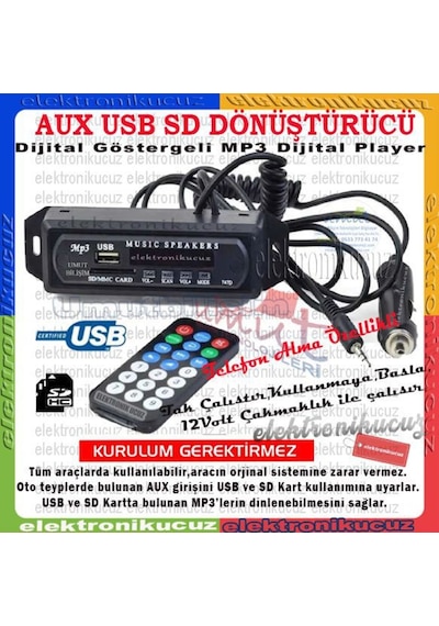 Eu-02 Araç Oto Teyp Mikrofonlu Bluetoothlu Mp3 Çevirici Usb 402