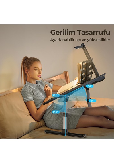 Bix Saiji K8 Ultimate Çok Fonksiyonlu Ayarlı Led Işıklı Çalışma Masası Siyah Siyah