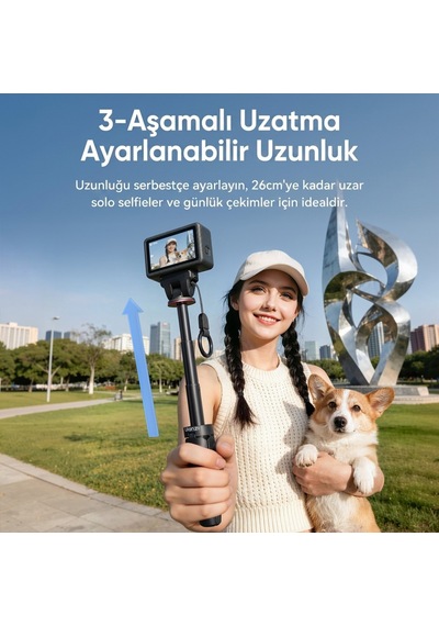 Ulanzi Mt99 Manyetik Mini Tripod Selfie Çubuğu Action 6 Ve Nano Uyumlu - S079 Siyah