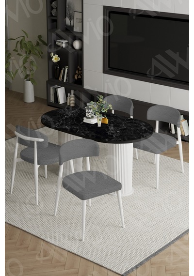 Avvio Lavin Beyaz Bohem Ayak Polo Sandalye 80x140 Mutfak Masa Sandalye Takımı Siyah Mermer Avvio Lavin Beyaz Bohem Ayak Polo Sandalye 80x140 Mutfak Masa Sandalye Takımı Siyah Mermer