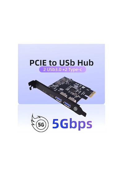 2ac 4 Portlu 2x Type-c Ve 2x Usb 3.0 Usb 3.2 Gen1 5gbps Pcı-e Genişletme Kartı