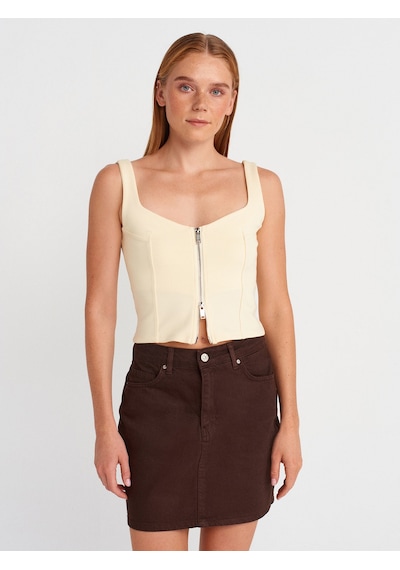 Dilvin 31978 Fermuarlı Top-açık Sarı Açık Sarı