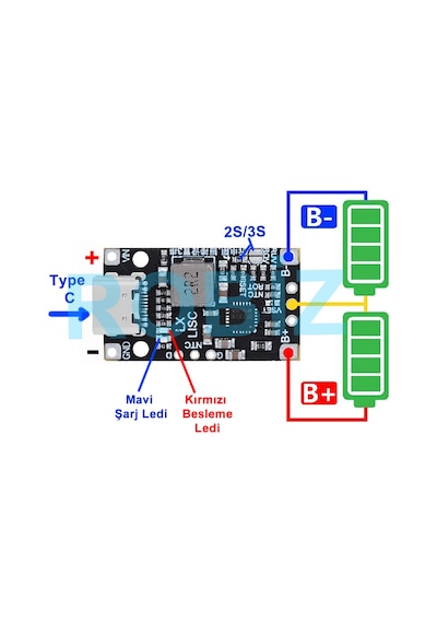 2s Ip2326 Lityum Pil Şarj Devresi 1.5a 15w 3s Li-ion Type-c Usb Giriş 8.4v Batarya Akü 18650 Qc Hızl