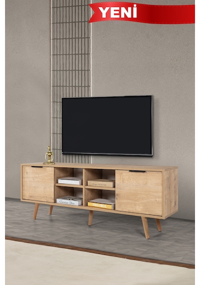 3622 Sina 160 Cm Ahşap Ayaklı , Metal Kulplu Tv Ünitesi , Safir , Tv Sehpası , Salon Safir
