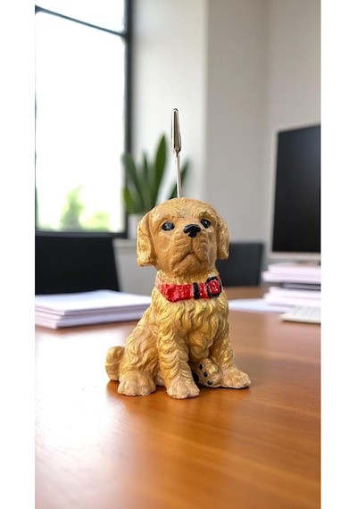 Kişiye Özel Açık Kahve Altın Tüylü Ve Kırmızı Tasmalı Cocker Köpek Not Tutacak Renkli