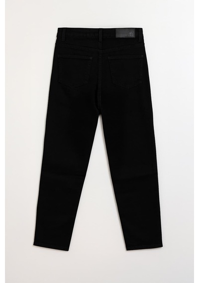 Kadın Yüksek Bel Mom Fit Siyah Jean Pantolon Siyah
