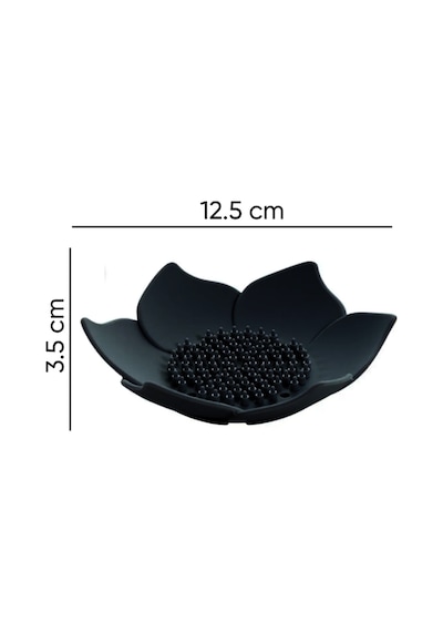 Lotus Desenli Sabun Ve Sünger Tutacağı Silikon Siyah Su Giderli Lotus Şekilli Şık Katı Sabunluk Diğer