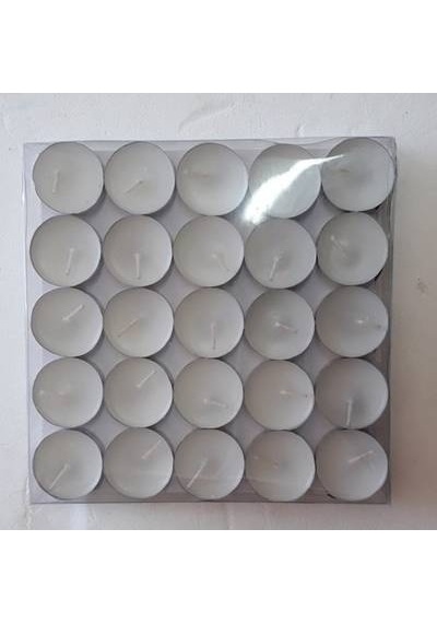 50'Li Beyaz Yuvarlak Tealight Mum Beyaz