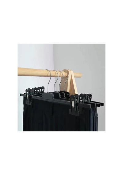Askıcı Askı, Mandallı Pantolon Etek Askısı 20 Adet Aa-202107041001 siyah