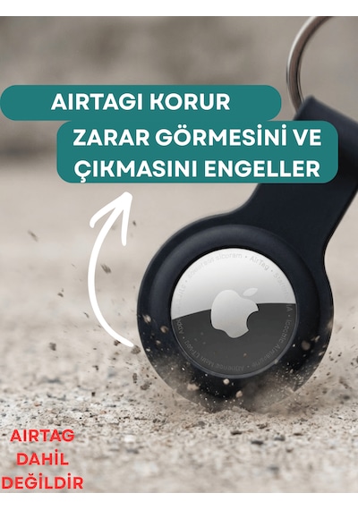 Gözcü Mobil Airtag Uyumlu Anahtarlıklı Koruyucu Silikon Dayanıklı Koruyucu Airtag Kabı Akıllı Takip Cihaz Kılıfı Siyah