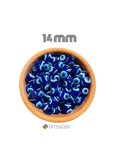 14 Mm Danagöz Nazar Boncuğu - Dekoratif Boncuk 30 Adet - Kalın Delikli