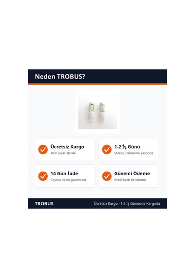 Trobus T10 Oto Geri Vites Lambası Led Ampul 2'li Beyaz