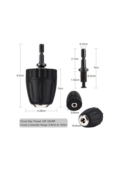 Şarjlı Vidama Matkap Için 1/4 Hex Adaptörlü Mandren 10mm 3/8 Mm Otomatik Anahtarsız Süpra Mandren