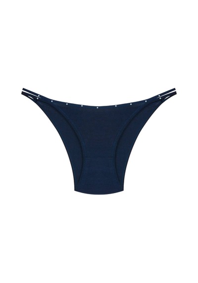 New Lilla 1025 Çift İp-Taş Detaylı Bikini Külot Paketi 1025-V2 - Bordo Beyaz Lacivert - Standart Çok Renkli