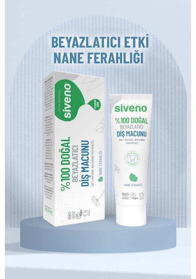 Siveno Doğal Diş Macunu Beyazlatıcı Nane Ferahlığı Florürsüz 65 Gr
