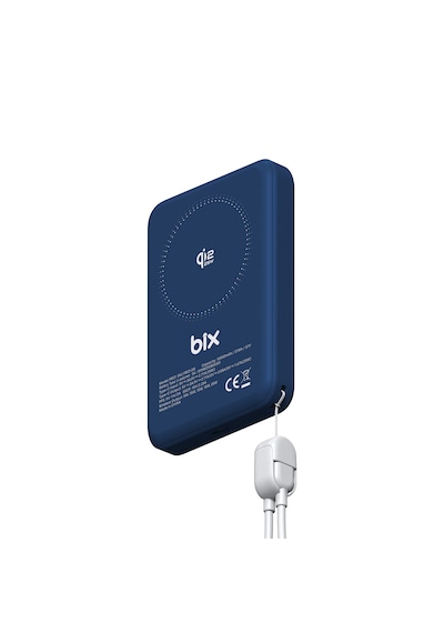 Bix Pb121 Qi2.2 Sertifikalı 25w Kablosuz Magsafe 10000mah Ultra Korumalı Powerbank Dahili Usb-c Kablolu Lacivert