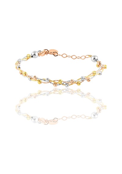 Gümüş Dorissa Altın Yaldızlı Gümüş Bilezik Barcode Rose Gold - Gümüş